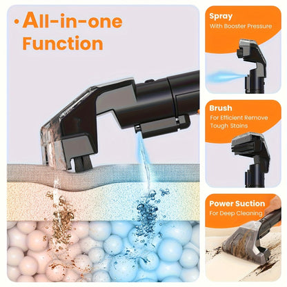 Portable Spot Cleaner for Carpet & Upholstery | Dual Brush Power Suction Stain Remover with Multifunctional Tools – Deep Cleans Sofa, Car Seats, Stairs & Pet Stains