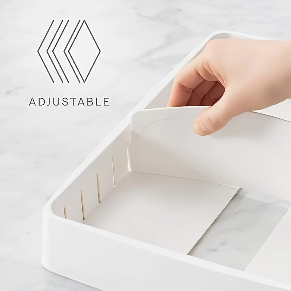Lid and Board Kitchen Organizer with Five Adjustable Dividers and 13.25-Inch Base Storage Tray