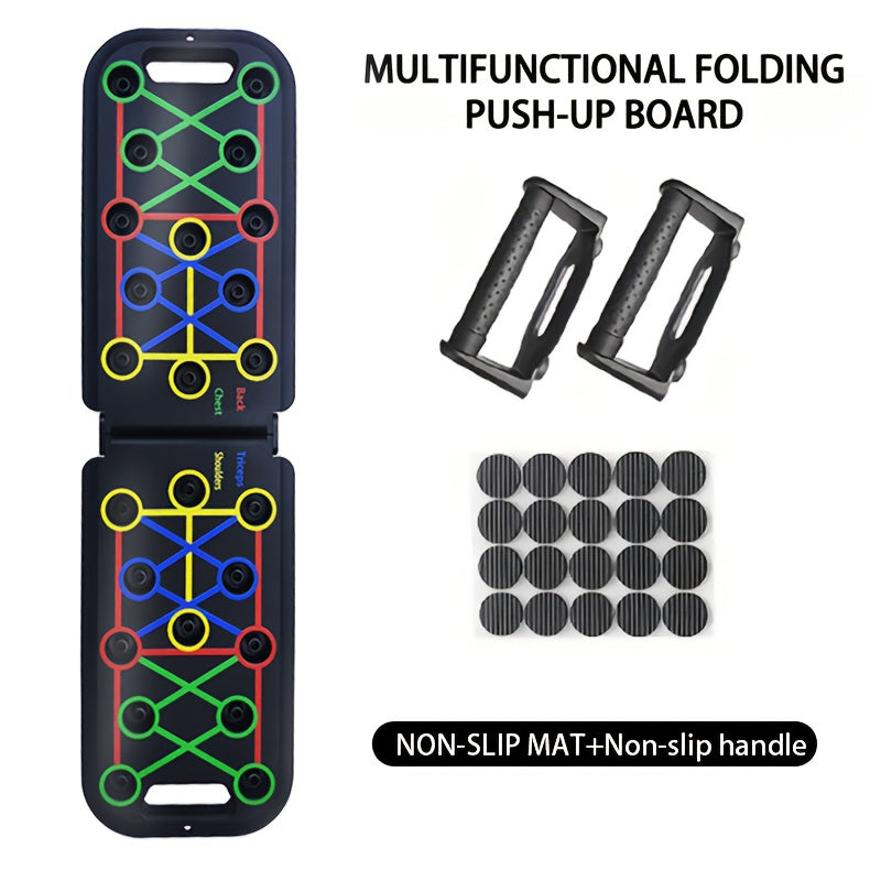 Color-Coded Push-Up Board with Resistance Bands and Pull Ropes for Multi-Position Home Training