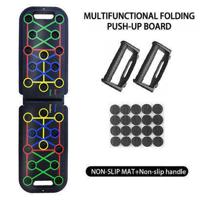 Color-Coded Push-Up Board with Resistance Bands and Pull Ropes for Multi-Position Home Training