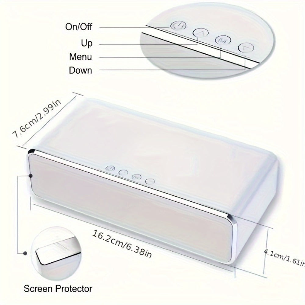 Wireless Charging Alarm Clock with Black or Silver-Tone Housing, Digital Time Display and Top Charging Surface
