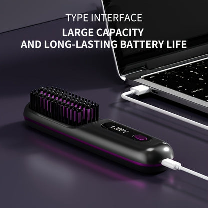 Cordless Hair Straightening Brush with USB-C Charging, Three Heat Levels and Black or White Options