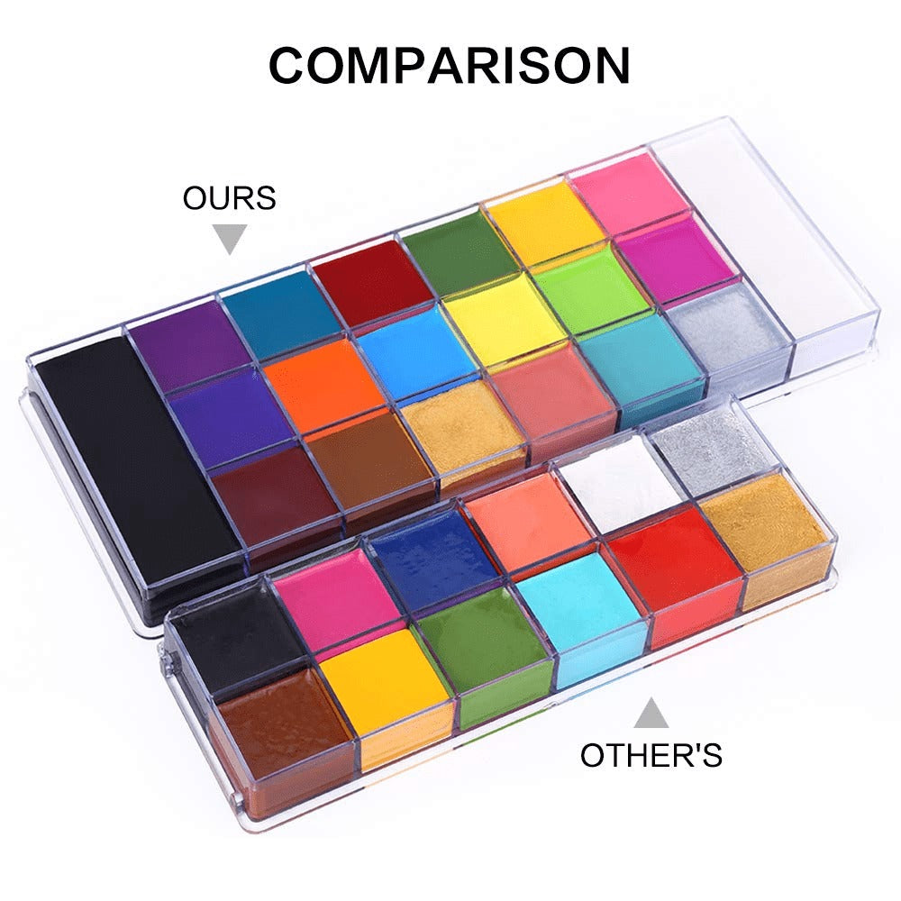 Oil-Based Face Body Paint Palette 20 Colors 168g - Halloween SFX Makeup Kit Black White Flash Tattoo Cosplay