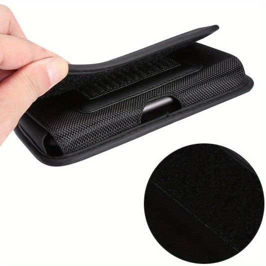 Nylon Phone Belt Clip Holster Pouch with Card Slot & Carabiner Hook - Horizontal Universal Cell Phone Carrying Case for iPhone 16 15 14 13 12 11 Pro Max, Samsung Galaxy S25 S24 S23 S22 Ultra A55 A35 A15 Note 20 & More