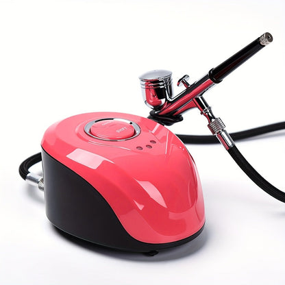 Mini Air Compressor and Airbrush Kit with White or Red 19B Model Options and 120 x 90 x 70 mm Pictured Base