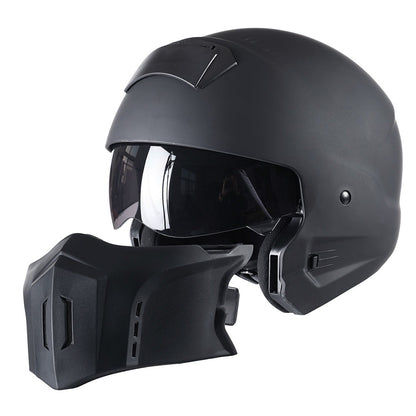Motorcycle Helmet Convertible Full/Open-Face Shell with Detachable Mask, Smoked Shield, S-XL Sizes and Multiple Styles