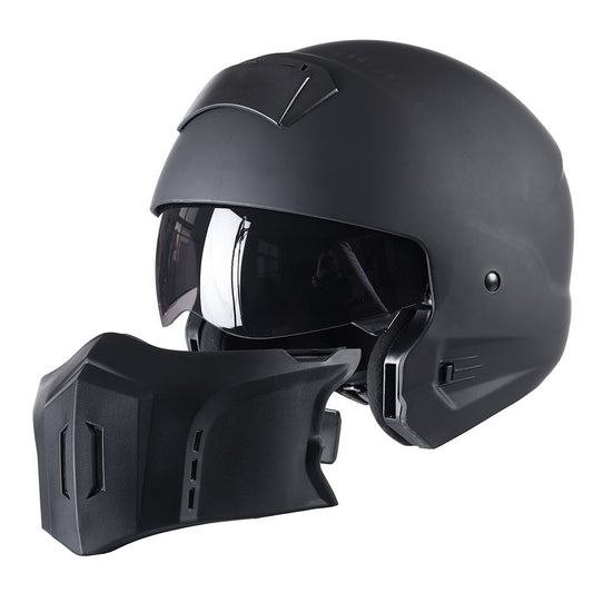 Convertible Motorcycle Helmet Full Face & Open Face 2-in-1 – Detachable Visor, Face Mask & Smoked Shield, Aerodynamic Thermoplastic Shell, Classic Style, Adult S/M/L/XL
