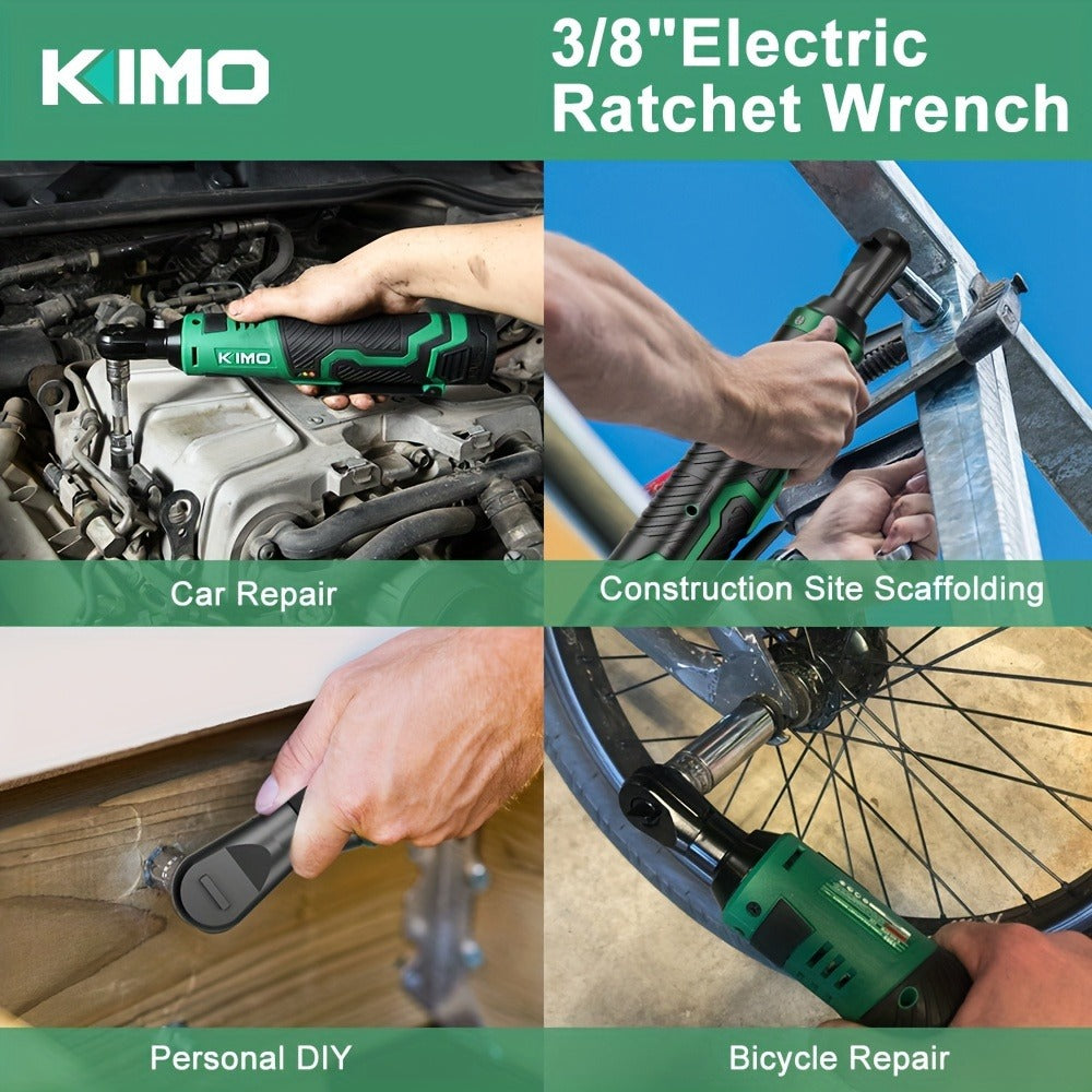 Power Tools KIMO 12V 3/8 Inch Cordless Ratchet Wrench with 40 ft-lb Torque, 400 RPM and Socket Set