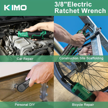 Power Tools KIMO 12V 3/8 Inch Cordless Ratchet Wrench with 40 ft-lb Torque, 400 RPM and Socket Set