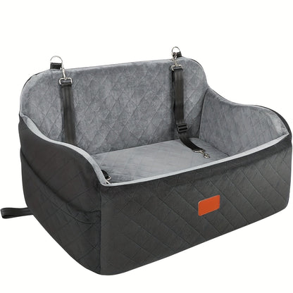 Dog Car Seat for Medium & Large Dogs | Memory Foam Pet Travel Car Bed with Seat Belt Pass-Through, Adjustable Straps, Removable Washable Cover, Harness Channel & 3-Strap Easy Installation, 4 Colors
