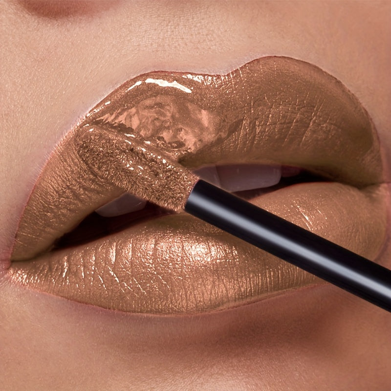 Metallic Shimmer Liquid Lip Color with 22 Numbered Shades, 7.2cm Clear Tube and Wand Applicator