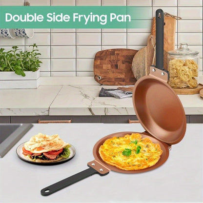 Reversible Non-Stick Pancake Skillet – Foldable Stainless Steel Flip Pan for Fluffy Pancakes, Omelettes & Frittatas | Dual-Sided Coating Dishwasher Safe Breakfast Cookware Pan