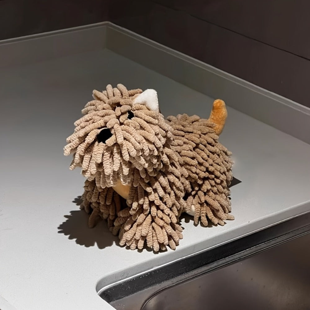 Puppy-Print Microfiber-Style Kitchen Towels in Blue, Gray, Pink or Brown Checkout Colors for Home and Everyday Use