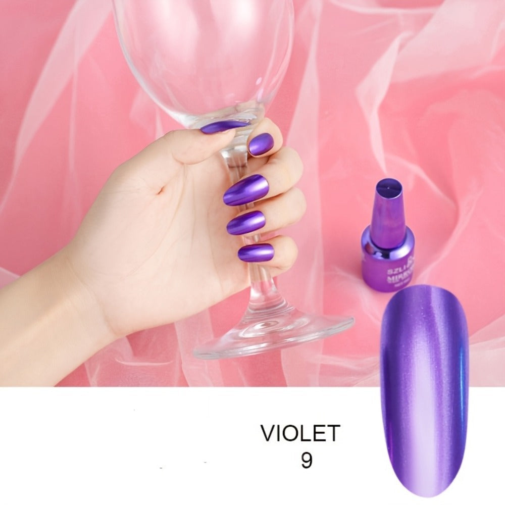 Gel Nail Polish Liner Set with 12 Mirror Chrome Colors and Built-In Thin Art Brushes for Detailed Nail Art