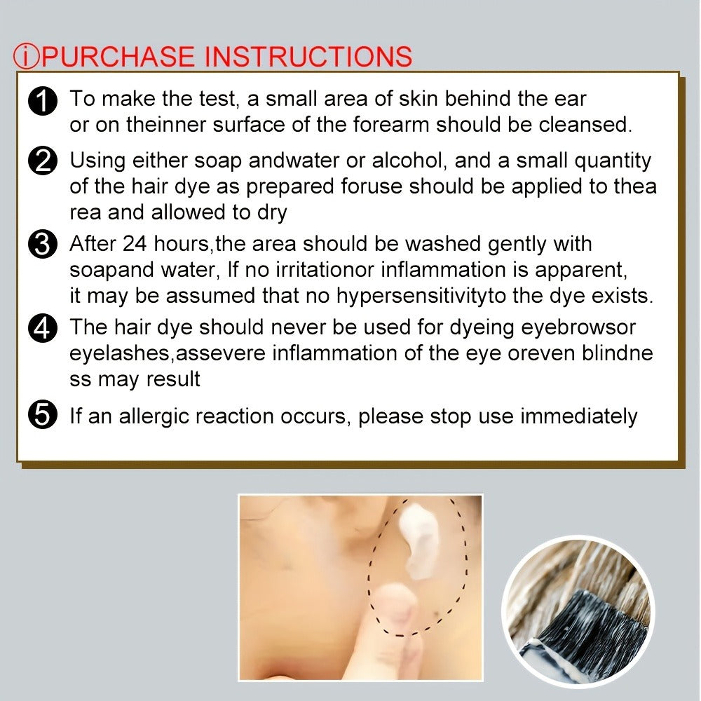 Plant Extract Hair Coloring Shampoo 100ml 3.38oz | Deep Moisturizing Scalp-Safe Gray & White Hair Coverage | Long-Lasting Botanical Color | Black Brown Chestnut Brown for Men & Women