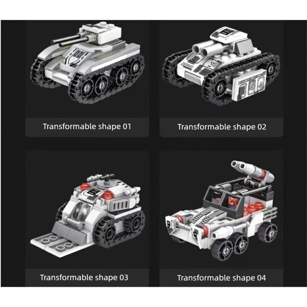 1628-Piece 8-in-1 Tank Building Block Model with White, Yellow, Bagged and Boxed Checkout Options