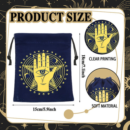 Velvet Tarot Card Drawstring Pouches, 16-Piece Set in 7.1 x 5.9 Inch Size for Cards, Dice, Crystals and Jewelry Storage