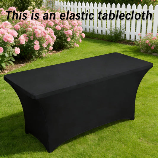 Spandex Tablecloth for 6 ft Rectangle Tables – Elastic Fitted Table Cover for Events, Parties, Weddings & Banquets – Wrinkle-Free Stretch Fabric in Black, White & Red, Indoor & Outdoor Use