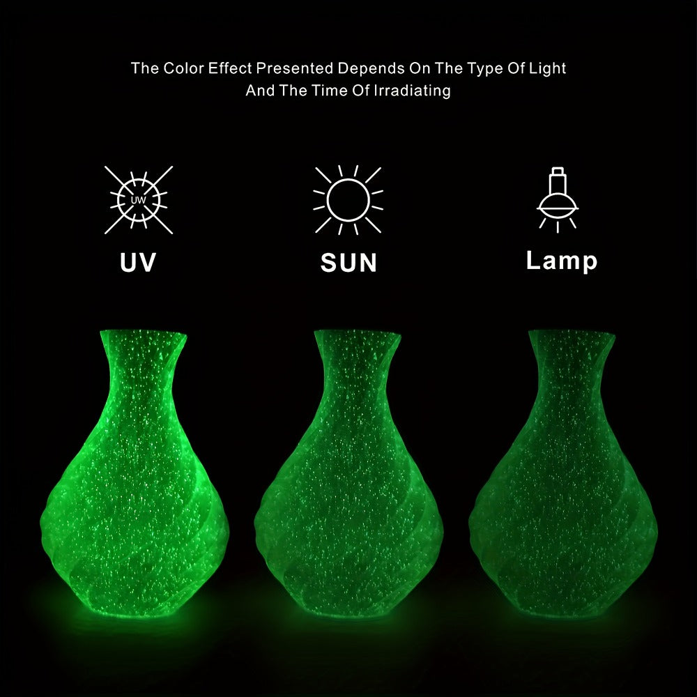 3D Printer Filament Glow PLA 1.75mm 200g Spool in Luminous Green or Blue for Light-Reactive Color Effects