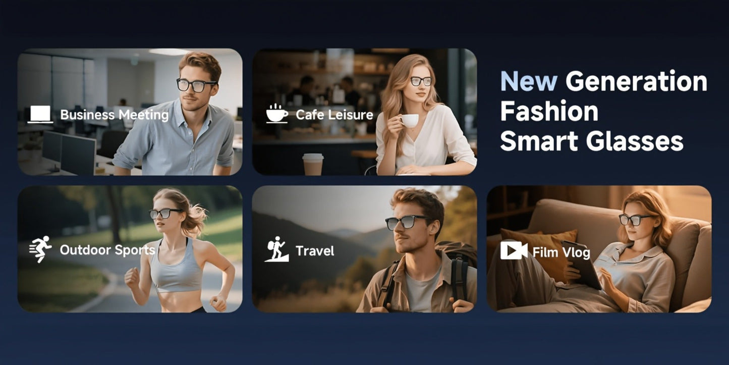 Smart Glasses 8MP Camera Eyewear with Photochromic Lenses, Translation, Object Recognition and Bluetooth Audio