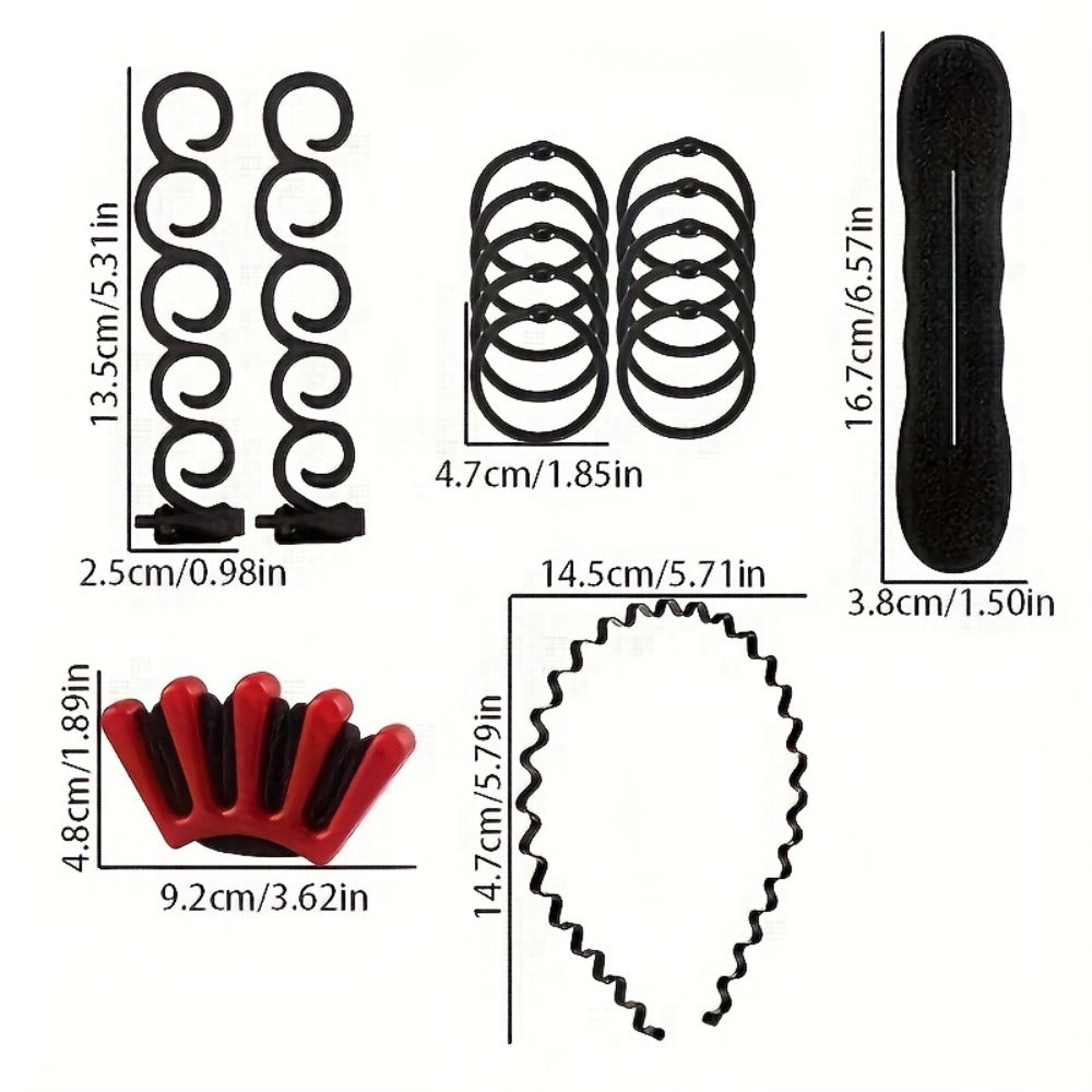 Hair Accessories 81-Piece Styling Kit with Bun Makers, Curlers, Clips, Pins and Braiding Tools