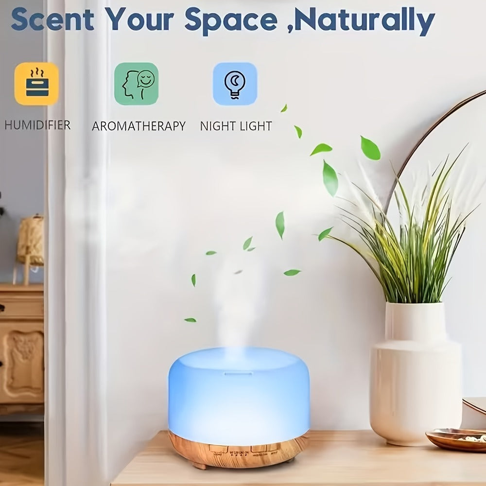 500ml Essential Oil Diffuser Set with Remote, Seven-Color Light, Timer Controls and 10 Oil Bottles