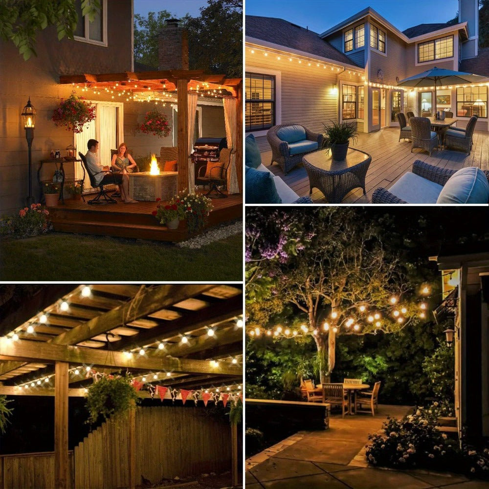 Solar Bulb String Lights in Warm White with ST38-Style Bulbs and 50- or 100-Foot Length Options