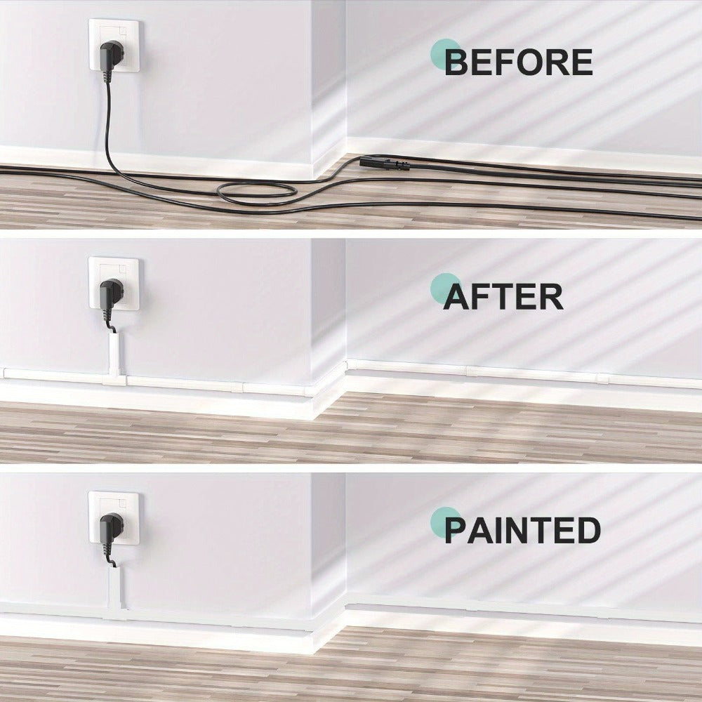 Wire Hider for Wall 15-Pack – 236 Inch No-Drill Paintable PVC Cord Cover | Conceals 3-4 Wires, TV Wall Mount & Home Office Cable Management, Black & Beige