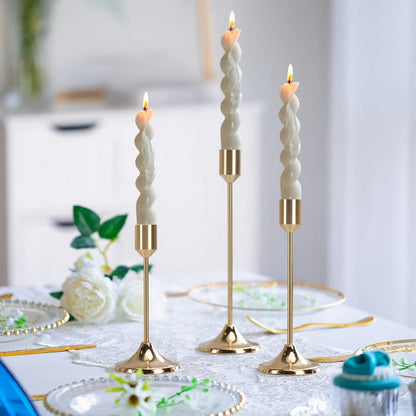 Candle Holder Set 30-Piece Metal Taper Stands in Three Heights with Gold, Silver or Black Finish Options