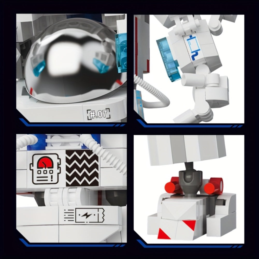 Building Block Set Astronaut Model, 623 Micro Pieces with White Space Suit Figure and 23cm Display Height
