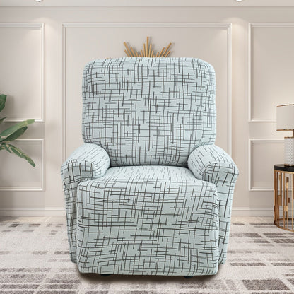 Recliner Slipcover Set, Four-Piece Polyester-Spandex Cover with Side Pocket in Ten Printed Options
