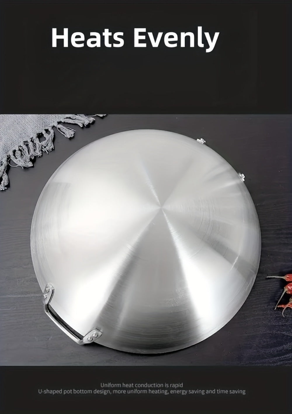 Stainless Steel Wok & Frying Pan – Non-Stick Cooking Surface, Ergonomic Handle, Compatible with Gas, Induction & Electric Stovetops, Extra Thick & Deep, Easy to Clean