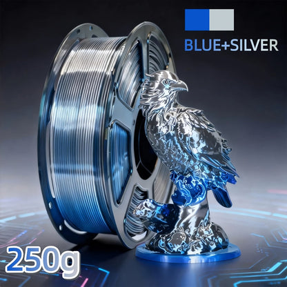 Dual Color PLA Filament 1.75mm 250g Vacuum Packed – Neatly Wound High Precision ±0.02mm Smooth Printing Two-Tone Gradient 3D Printer Filament | Dual Color PLA Spool for FDM 3D Printers Hobby Makers