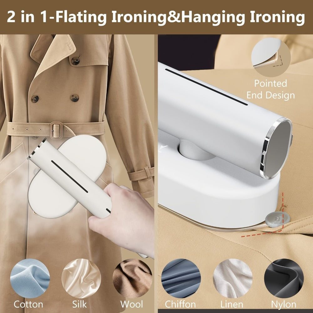 Handheld 1200W Steam Iron with 90-Degree Rotating Head in White or Aurora Purple, Plus Pictured Accessories