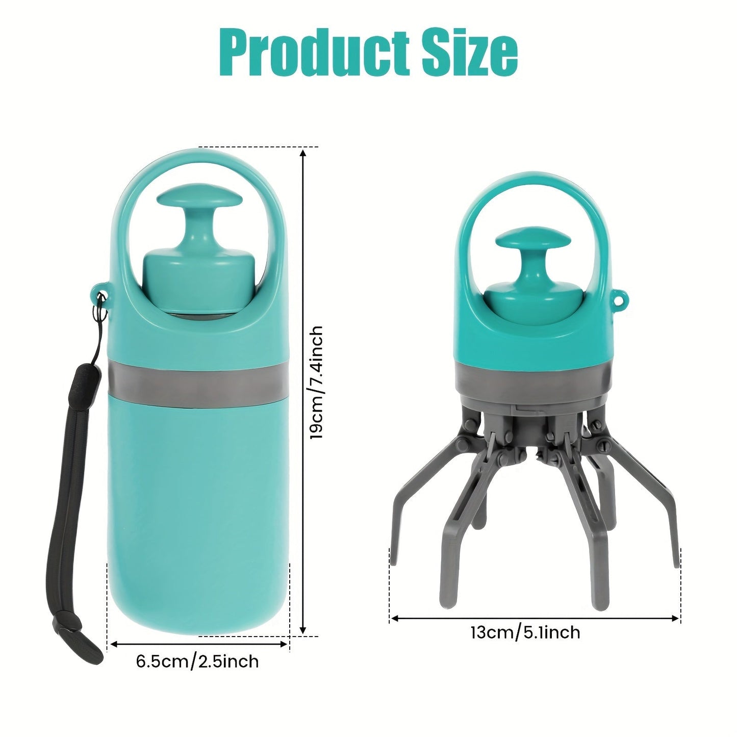 Dog Poop Scooper with Bag Dispenser – 5-Pack Portable Claw Design, Leak-Proof Waste Bags Included, Durable Plastic for Outdoor Dog Waste Pickup, Green