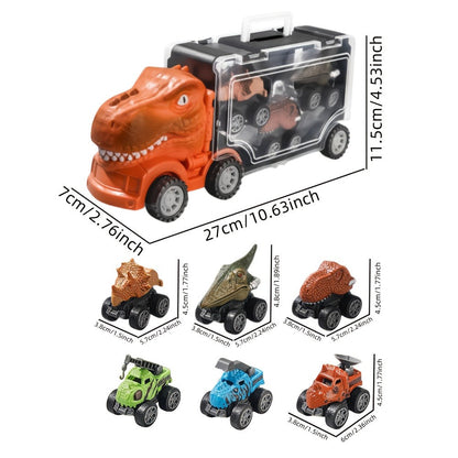 T-Rex Dinosaur Carrier Truck Playset with Mini Cars, Figures and Standard or Upgraded Package Options