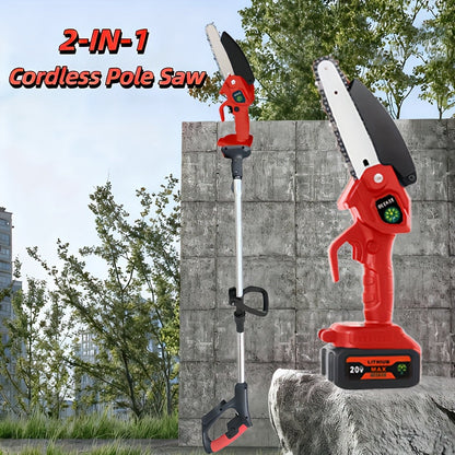 Cordless 3-in-1 Pole Saw, Mini Chainsaw and Blower Set in Yellow, Red-Black or Black Packages
