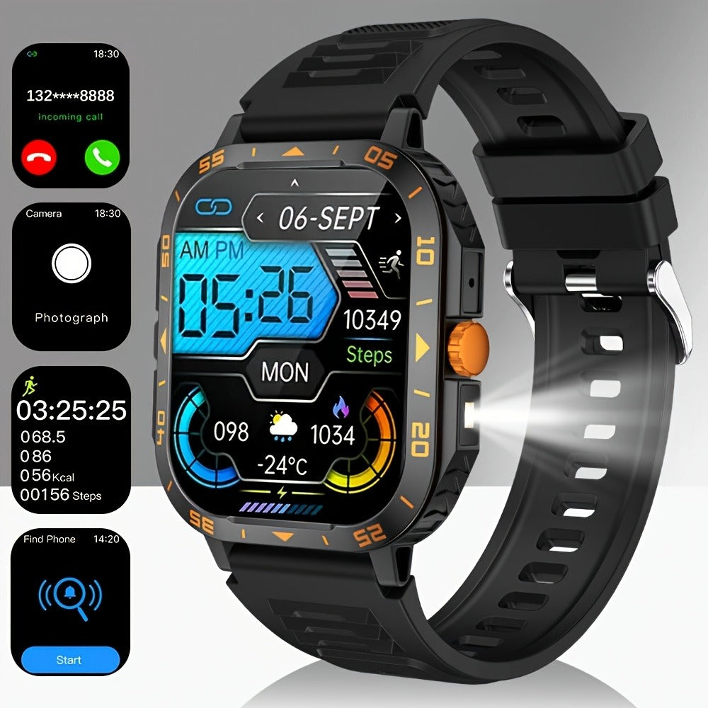 Smartwatch with Music Player Stopwatch LED Lighting Wireless Calling Multi Sport Mode Heart Rate Sleep Fitness Tracker iPhone Android Compatible Men Women Gift Black Gold Metal Strap