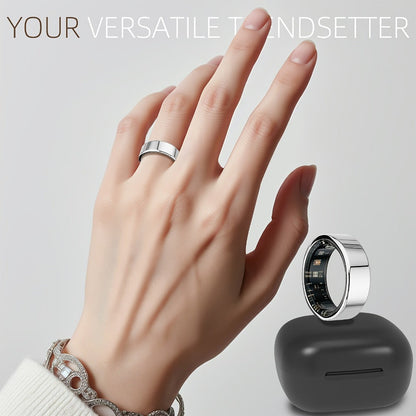 Smart Ring with Health Tracking & Charging Case – Step Count Calorie & Sleep Monitor | Long Battery | iOS & Android | Sizes #7–13 | Black Silver Gold | Minimalist Fitness Wearable Gift