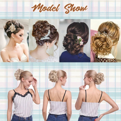Six-Inch Curly Clip-In Hair Bun Extension with Comb and Scrunchie in Four Blended Color Options