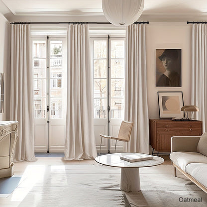 Four-Panel Textured Window Curtain Set in Ten Colors and 50-Inch Width with Four Exact Length Options