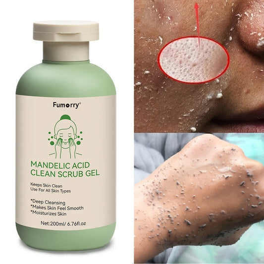 Mandelic Acid Exfoliating Gel 200ml with Aloe & Rose Extract — Deep Cleansing Pore Cleanser for Face & Body, Long-Lasting Moisture Daily Use Gentle AHA Exfoliant for All Skin Types