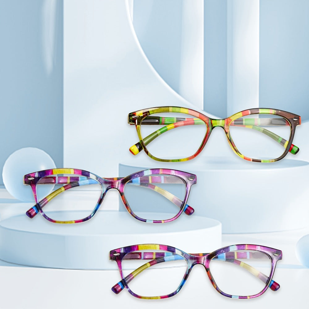 Reading Glasses – Three-Pair Rimless Metal Blue-Light Readers in Multiple Colors and Strengths