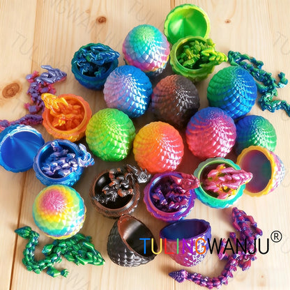 Dragon Egg Decorative Sculpture Set 40-Piece, 20 Mini Dragons & 20 Dragon Eggs Figurines, 4.92" Dragons & 2.2" Eggs