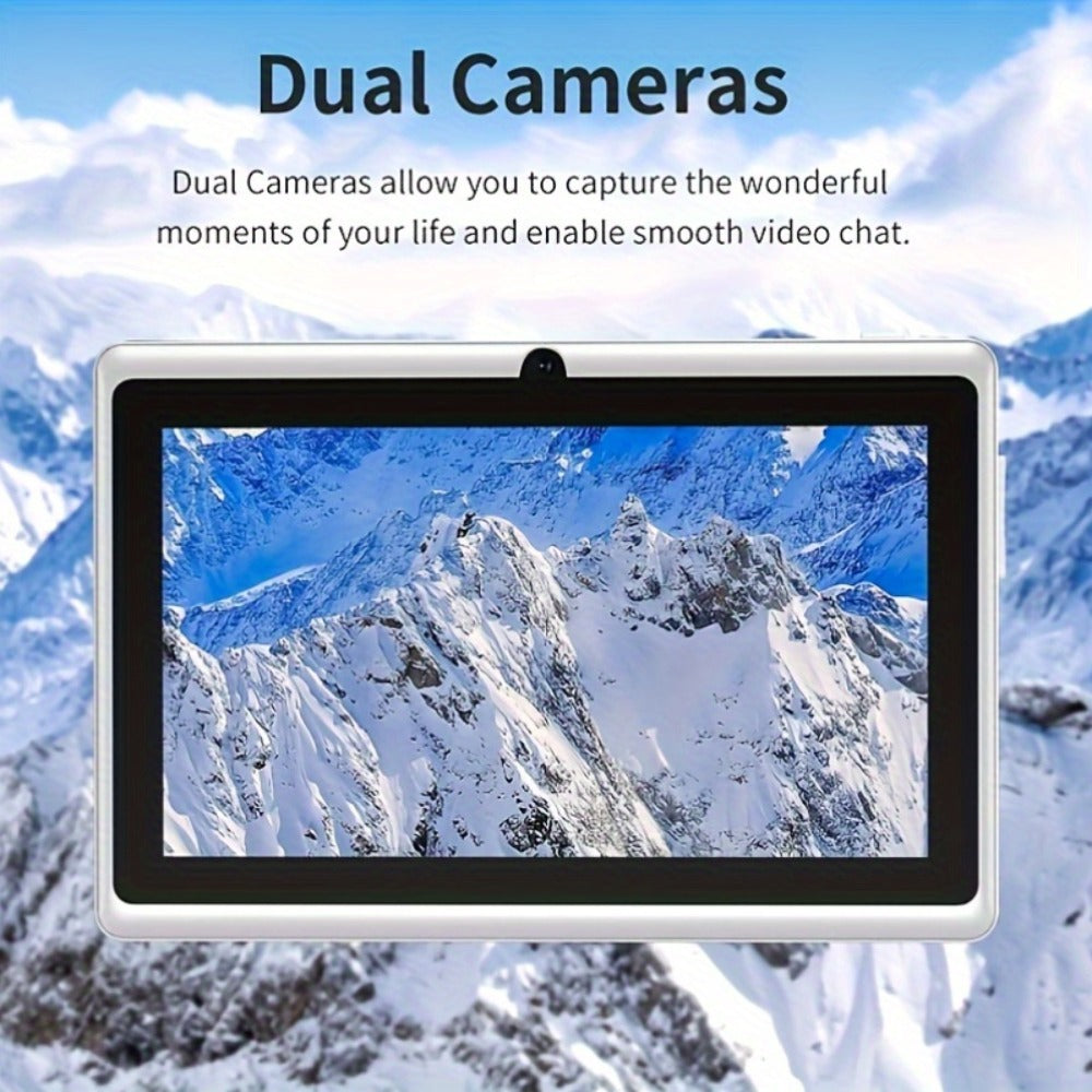 7 Inch Android Tablet 6GB RAM 32GB ROM Quad-Core HD IPS Display Stereo Speakers Dual Camera WiFi Lightweight Portable Compact Tablet for Work Travel Entertainment White