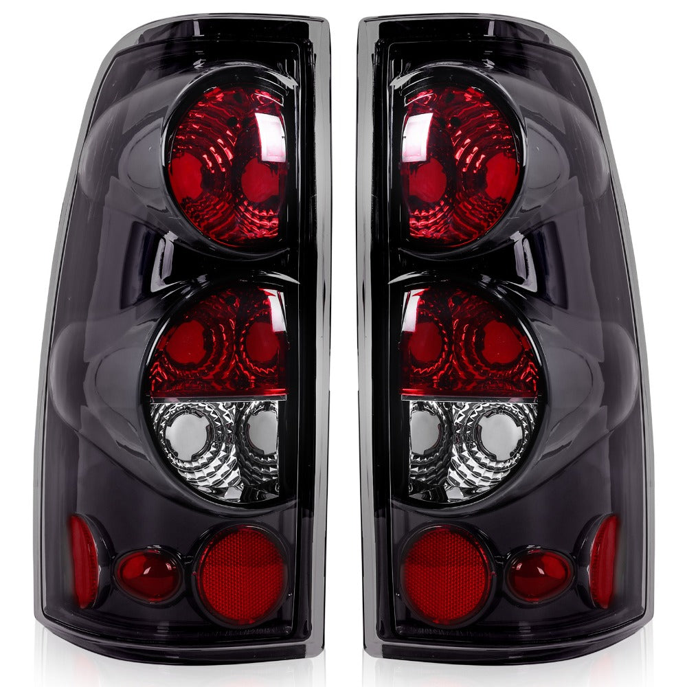 Tail Lights for Chevy Silverado 1500 2500 3500 1999-2006 & GMC Sierra 1999-2003 – Direct Replacement Pair | Black Housing | Smoked Gray / Red / Smoked Lens Options