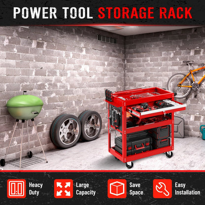 Rolling Tool Cart 3-Tier Heavy Duty 330 LBS Capacity Pegboard Organizer Locking Drawer 4 Swivel Casters for Garage Workshop Mechanics Black Yellow