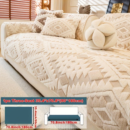 Thick Plush Sofa Cover Non-Slip Pet Friendly Machine Washable Couch Slipcover Furniture Protector for Living Room Bedroom Office Armrest to 4-Seat Multiple Colors