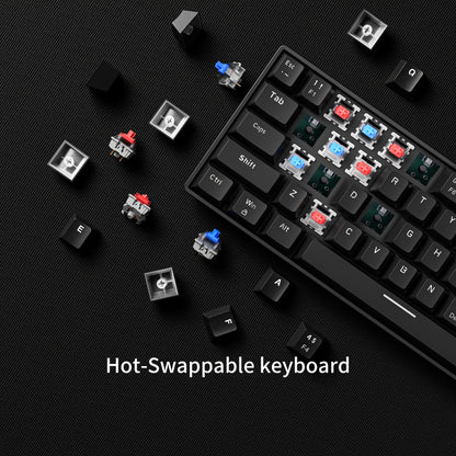 Hot-Swap 61-Key 60% RGB Mechanical Gaming Keyboard, Hot Swappable Red Blue Switch Compact Wired Keyboard with RGB Backlight, Portable Mini Keyboard for Windows PC Laptop Mac Gamers Typists