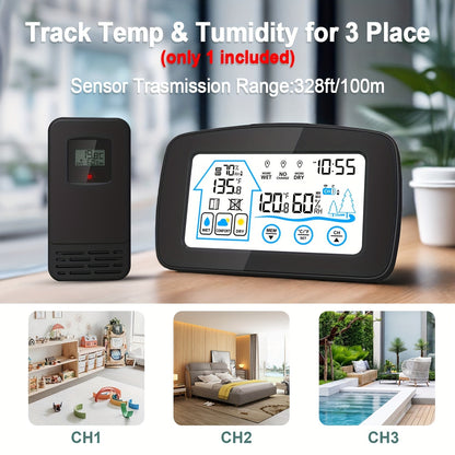 Digital Weather Station | Touch Screen Clock Thermometer Hygrometer
